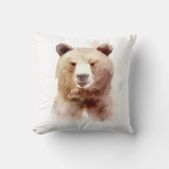 Coussin Aquarelle de l'ours Brown (Recto)