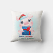 Coussin Aquarelle de Noël mignonne Bébé Cochon Pépinière (Verso)