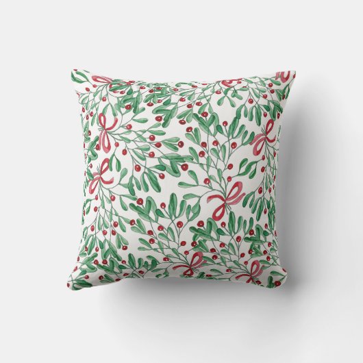 Coussin Aquarelle de Noël Rustique Mistletoe (Verso)