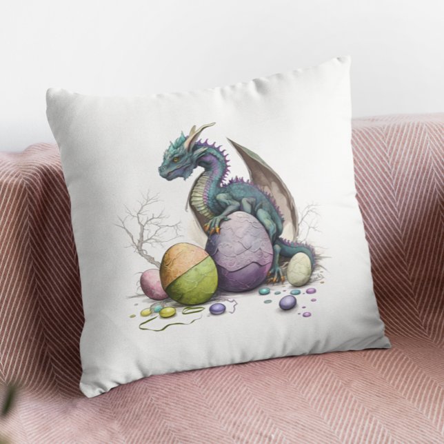 Coussin Aquarelle de Pâques Dragon mignonne (Créateur téléchargé)