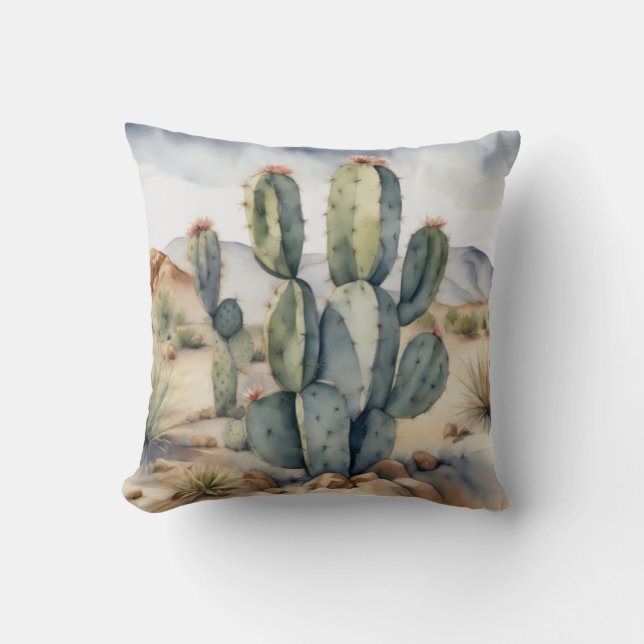 Coussin Aquarelle de Southwest Dreams Cactus (Recto)
