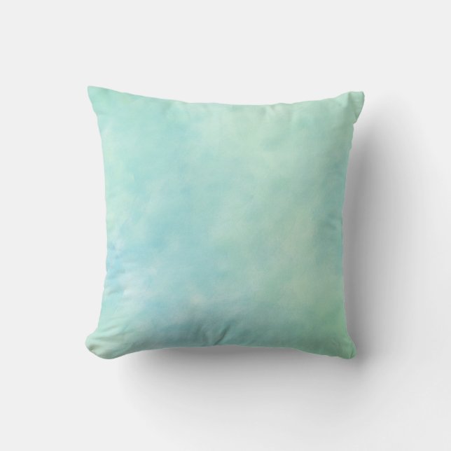 Coussin Aquarelle de teinture bleu à la menthe Aqua (Recto)
