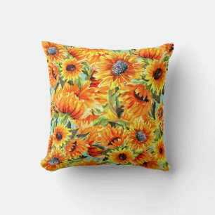 Coussin Aquarelle de tournesol : Illustration transparente