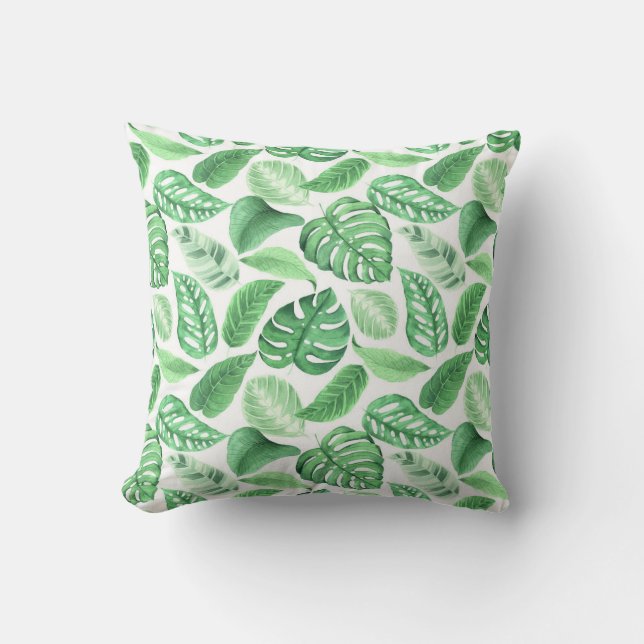 Coussin Aquarelle de verdure tropicale Imprimer (Recto)
