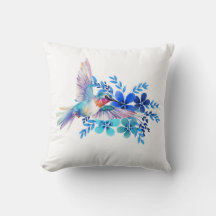 Aquarelle décorative de colibri bleu floral