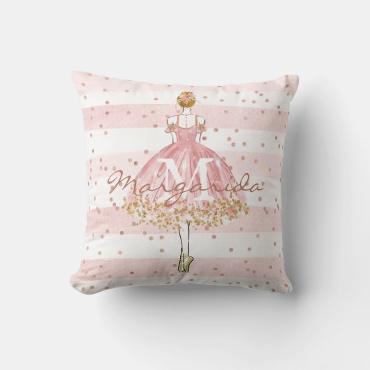 Coussin Aquarelle délicate Jolie fille Monogramme (Recto)