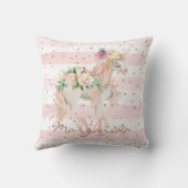 Coussin Aquarelle délicate Unicorne rose Monogramme (Verso)
