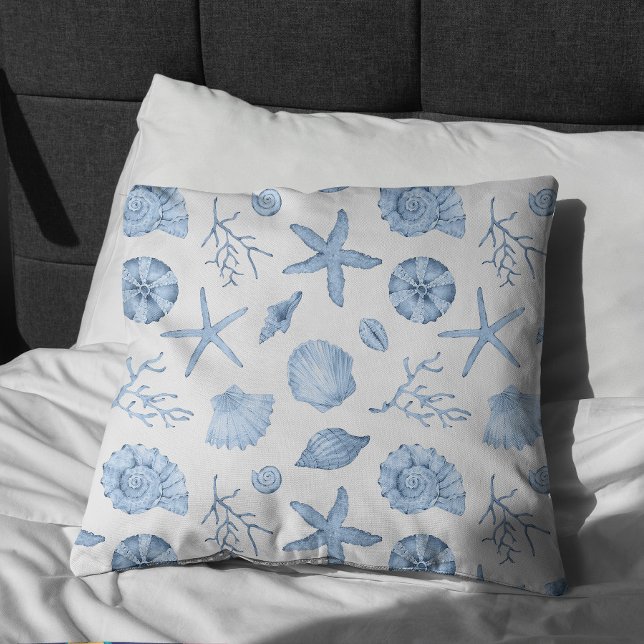 Coussin Aquarelle des coques bleues (Créateur téléchargé)