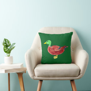 Coussin aquarelle dessin de canard sauvage