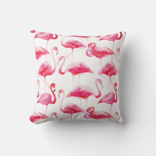 Coussin Aquarelle d'été Flamingo rose brillant (Recto)