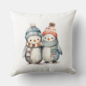 Coussin Aquarelle d'hiver Pingouin Jeu d'oreiller (Verso)