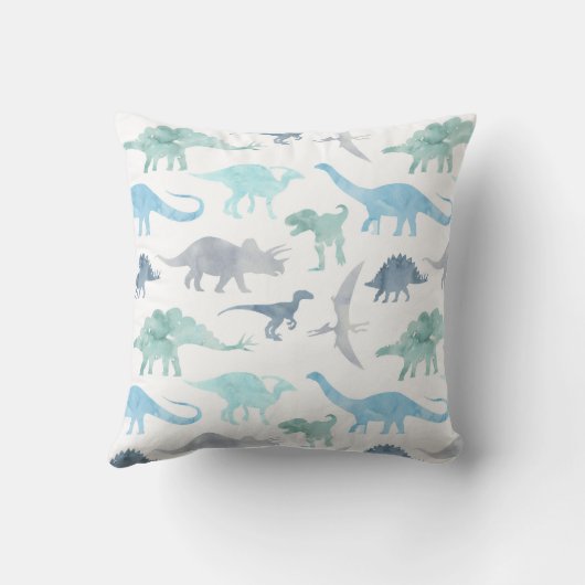 Coussin Aquarelle Dinosaure bleu vert (Verso)