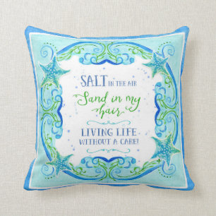 Coussin Aquarelle d'océan de remous d'étoiles de mer de