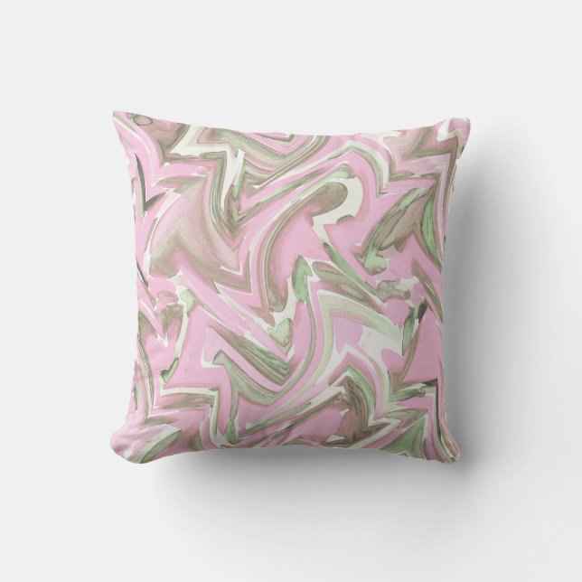 Coussin Aquarelle douce rose et verte Abstraite (Recto)