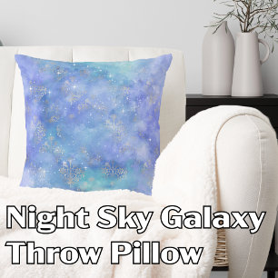 Coussin Aquarelle du ciel de nuit Galaxy bleu violet argen