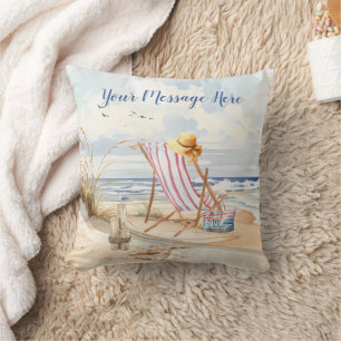 Coussin Aquarelle élégant Plage Ocean Sand Personnaliser