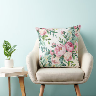 Coussin aquarelle élégante à motif floral transparent