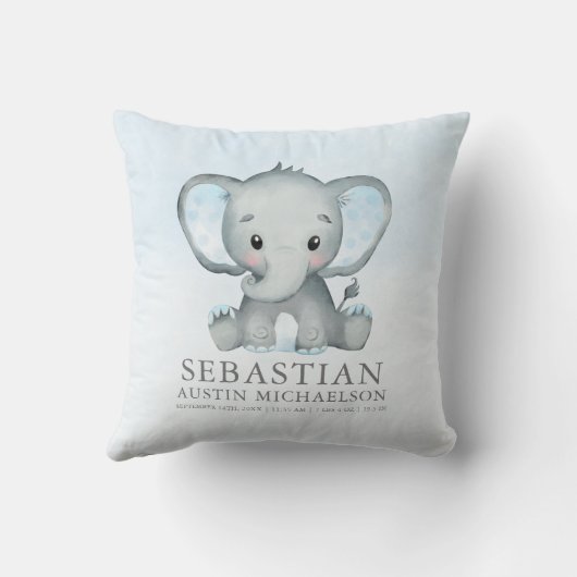 Coussin Aquarelle Eléphante mignonne Garçon bébé (Verso)
