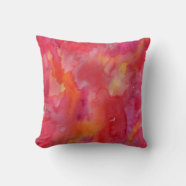 Coussin Aquarelle en rouge chauds (Recto)