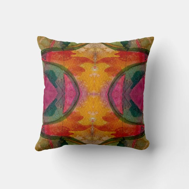 Coussin Aquarelle Et Encre Art Expressionniste Abstrait (Verso)