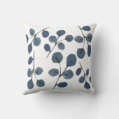 Coussin Aquarelle Eucalyptus Bleu Botanique Main peinte (Verso)
