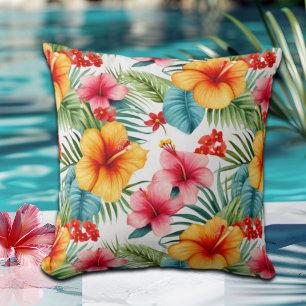 Coussin Aquarelle exotique Floral hawaïen