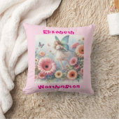 Coussin Aquarelle fée fleurie typographie princesse rose (Couverture)