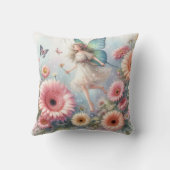 Coussin Aquarelle fée fleurie typographie princesse rose (Verso)