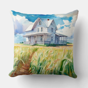 Coussin Aquarelle Ferme et champ de maïs Pilote