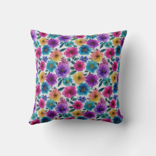 Coussin Aquarelle Fleur de printemps fleurit coloré Floral