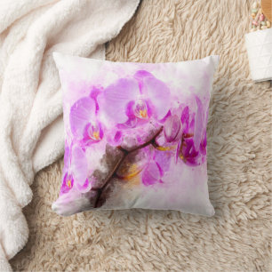 Coussin Aquarelle fleur d'orchidée - rose wb 03