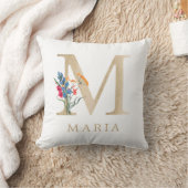 Coussin Aquarelle Fleur Sauvage de Printemps Lettre "M" en (Couverture)