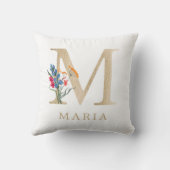 Coussin Aquarelle Fleur sauvage printanière Lettre "M" en (Verso)