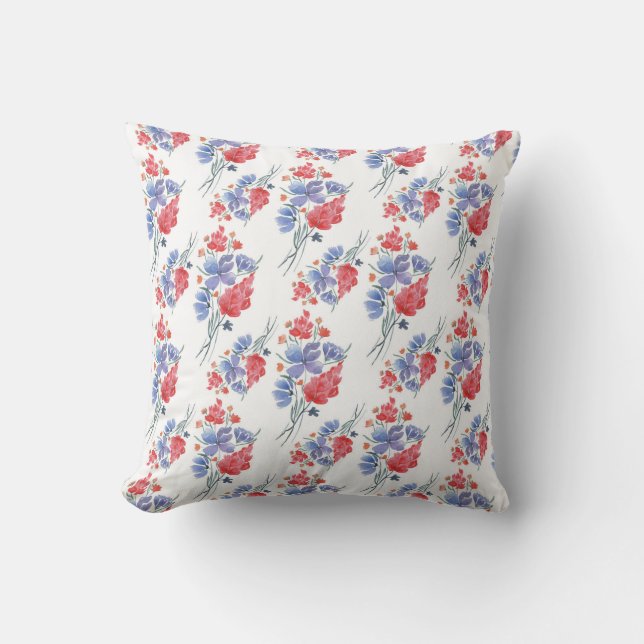 Coussin Aquarelle, fleurs. (Recto)