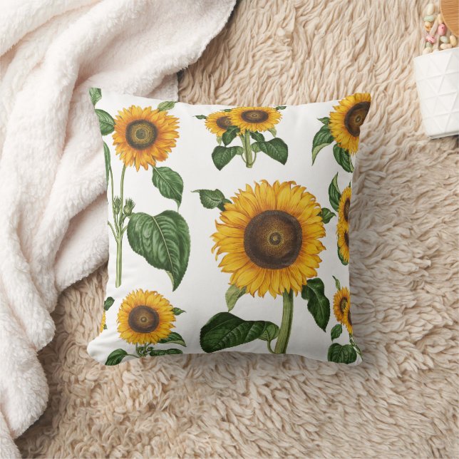 Coussin Aquarelle Fleurs Jaunes Foliage Botanique (Couverture)