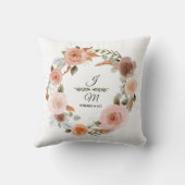 Coussin Aquarelle Floral Blush Peach Fern Mariage feuille (Verso)