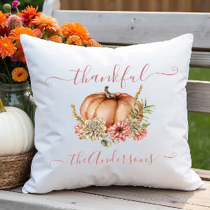 Coussin Aquarelle Floral de citrouille d'automne reconnais