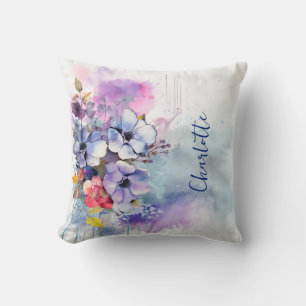 Coussin Aquarelle Floral Purple Personnalisé