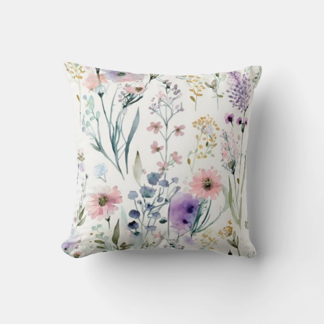 Coussin Aquarelle florale (Recto)