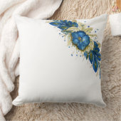 Coussin Aquarelle florale de couronne bleu peinte à la mai (Couverture)