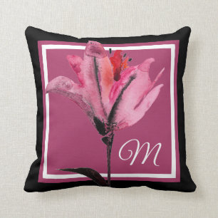 Coussin Aquarelle florale II du monogramme  