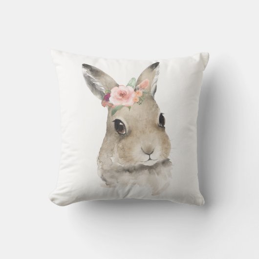 Coussin Aquarelle Florale Lapin Lapin Lapin Bois Animal (Recto)