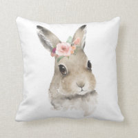Aquarelle Florale Lapin Lapin Lapin Bois Animal