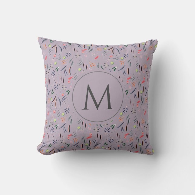 Coussin Aquarelle florale MONOGRAM Lilac (Recto)