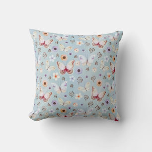Coussin Aquarelle Florale Papillon