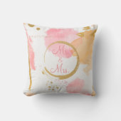 Coussin Aquarelle Florale Peach Or Script Abstrait (Recto)