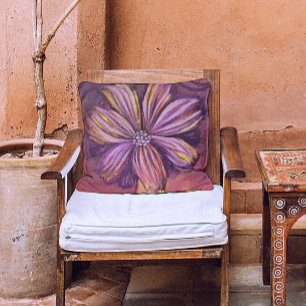 Coussin Aquarelle Florale Purple Et Or Vibrant Gras