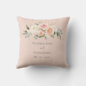 Coussin Aquarelle florale rose vif Mariage élégant (Verso)