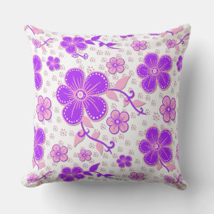 Coussin Aquarelle florale simple impression violet et rose