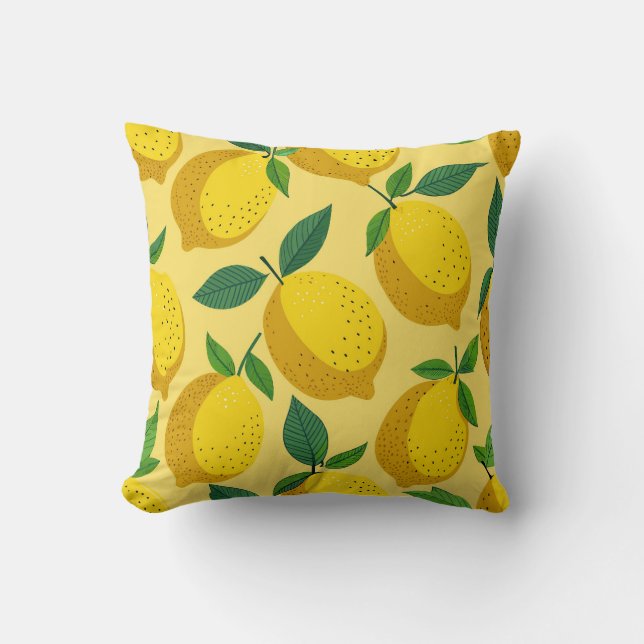Coussin Aquarelle Fruit citron & Lait bleu sicilien (Recto)